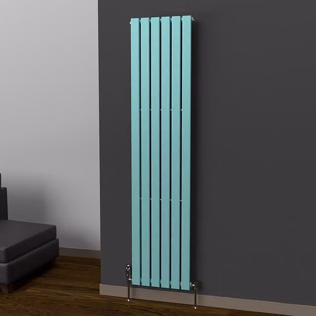 Lux Heat Flat Coloured Vertical Radiator in Light Aqua Green, H 180 cm x W 42 cm