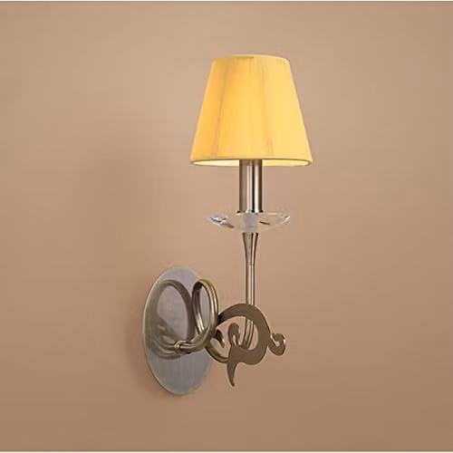 Mantra Iluminación Inspired Mantra Acanto Wall Lamp with Amber Cream Fabric Cone Shade in Antique Brass – 2