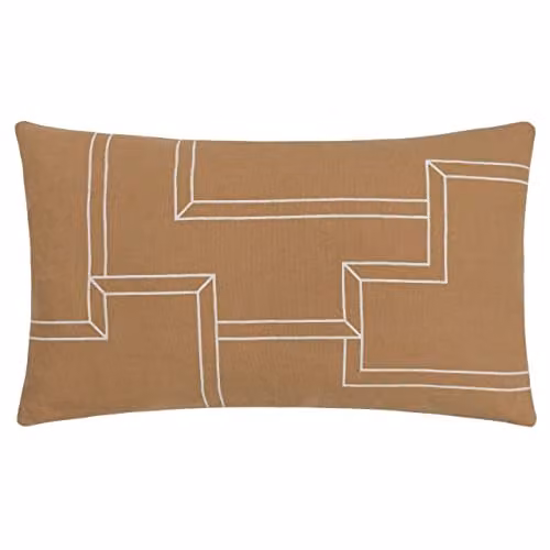HOEM Marzena Brown Cotton Geometric Rectangular Cushion W/D/H: 50 x 30 x 30 cm