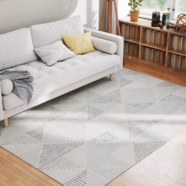 HOMCOM Non-Slip Washable Large Rectangular Vintage Floral Rug, Grey, W: 230 cm, D: 160 cm, H: 0.7 cm