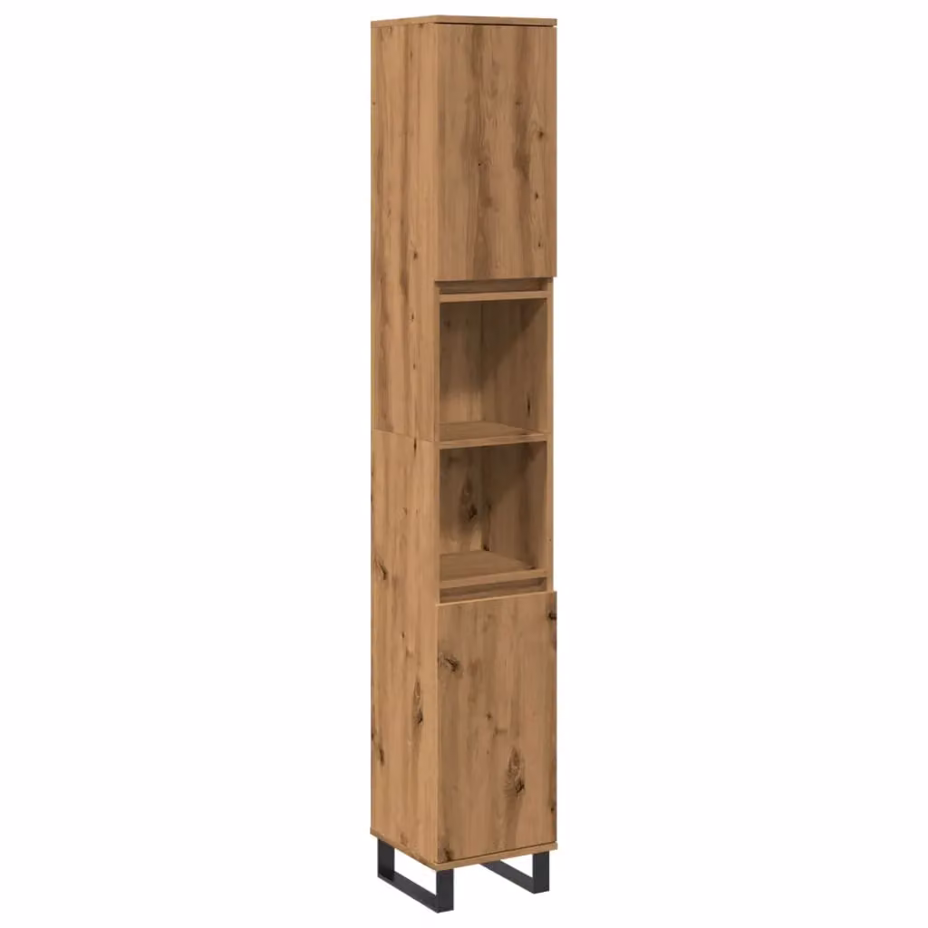 Berkfield Home Artisan Oak Bathroom Cabinet, Brown, W/D/H: 30 x 30 x 190 cm – 2