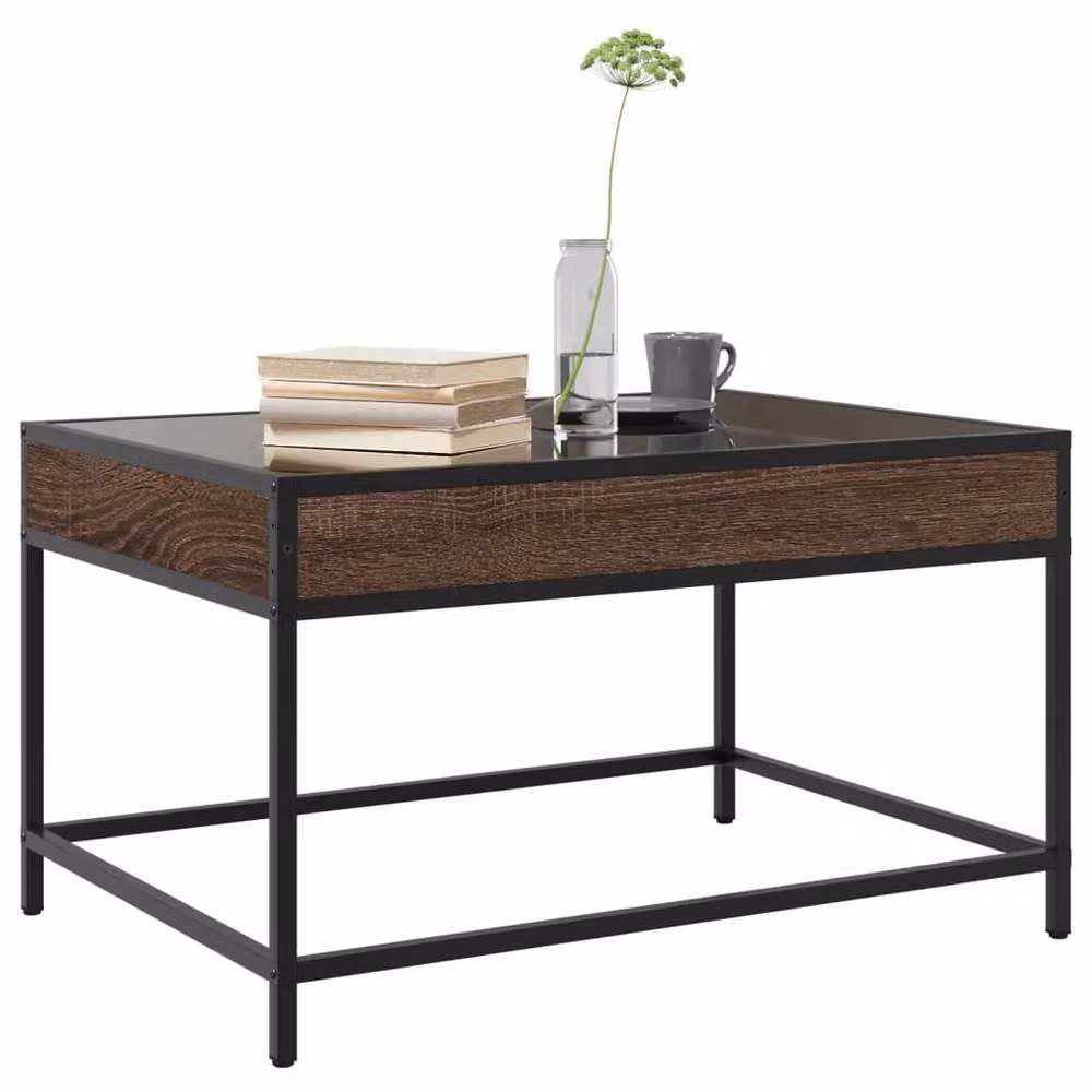 Berkfield Home Infinity LED Decorative Coffee Table in Brown Oak, W: 70 cm, D: 50 cm, H: 41 cm – 2