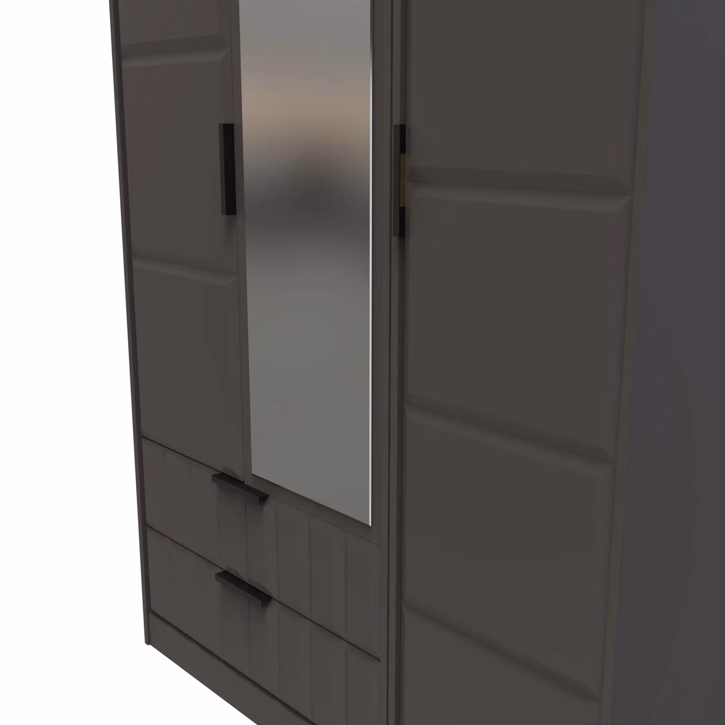 Ready Assembled 2 U Seattle Triple Mirror Wardrobe with 2 Drawers in Dark Grey – 3