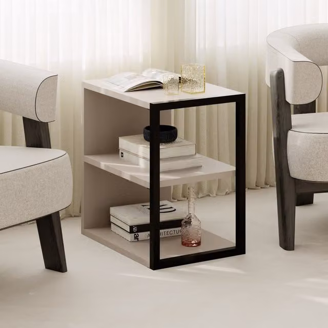 Decortie Echo Modern Minimalist Square Side Table in Grey and Black – 1