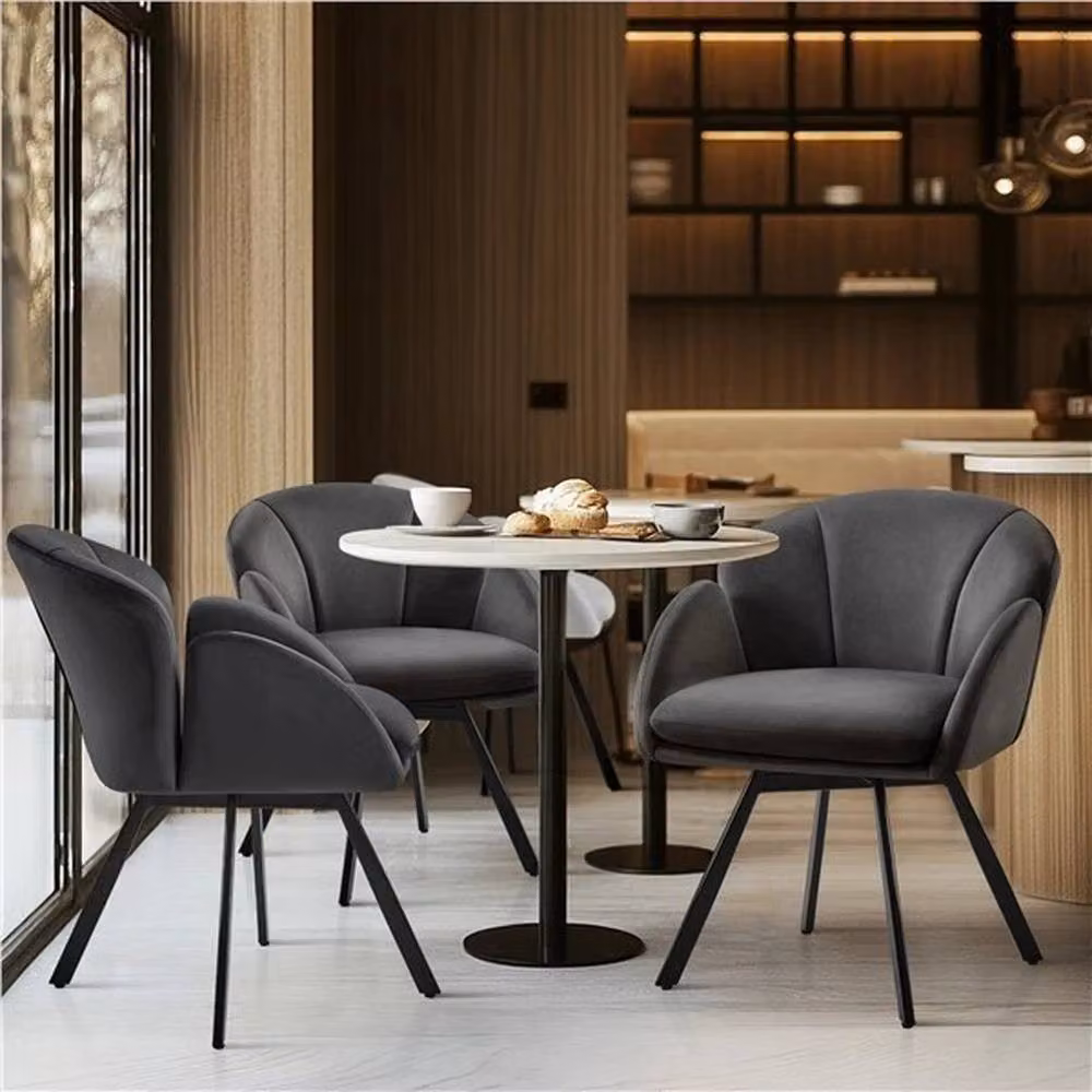 KORVIXA Flower-shaped Velvet Swivel Accent Armchair in Grey – 3