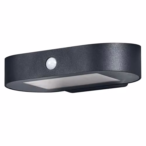 Osram Endura Style Oval Solar LED Wall Light with Motion and Dusk Sensor, 400lm Warm White, Black