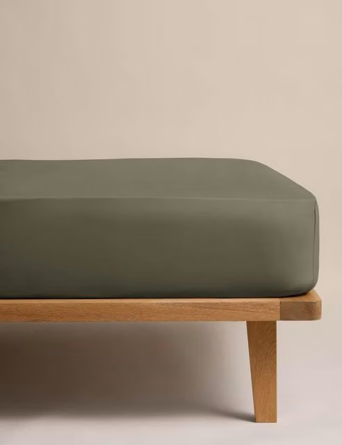 M&S Egyptian Cotton 230 Thread Count StayPut Fitted Sheet, Khaki, W: 140 cm, D: 200 cm