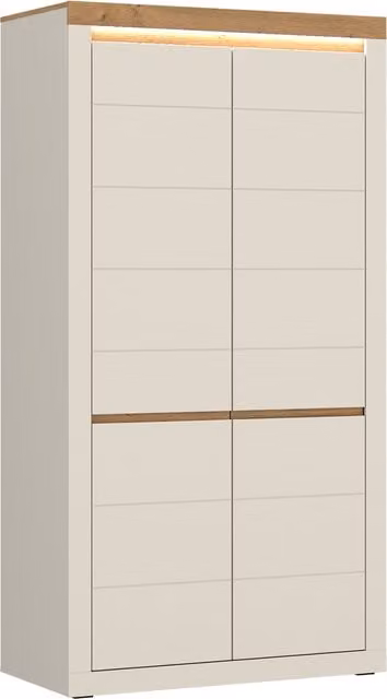 Furniture To Go Naxxar 2-Door Wardrobe in Cashmere and Stone Oak with Integrated Lighting