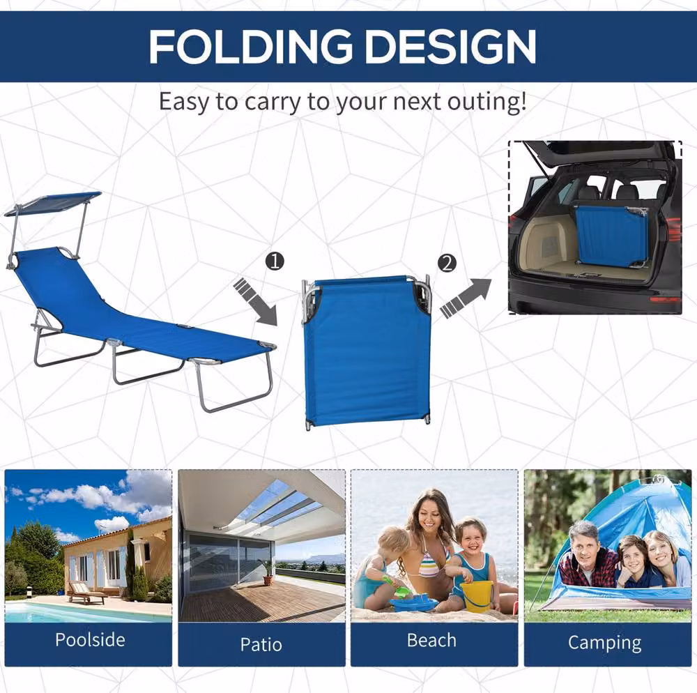 STILVORA Sun Lounger with Adjustable Canopy in Blue – 4
