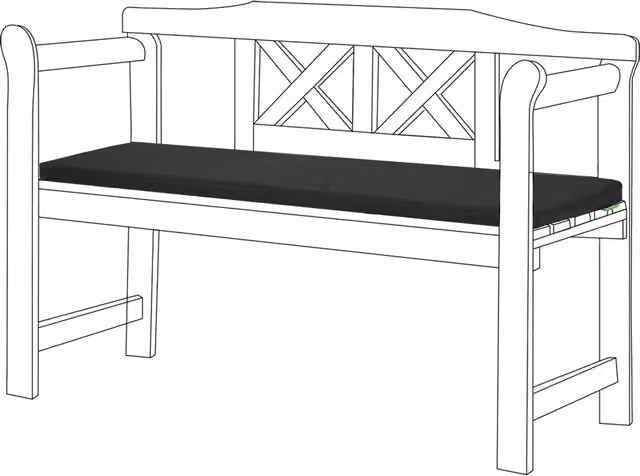 Gardenista Black Rectangular Outdoor Garden Bench Cushion and Water Repellent Polyester Seat Pad