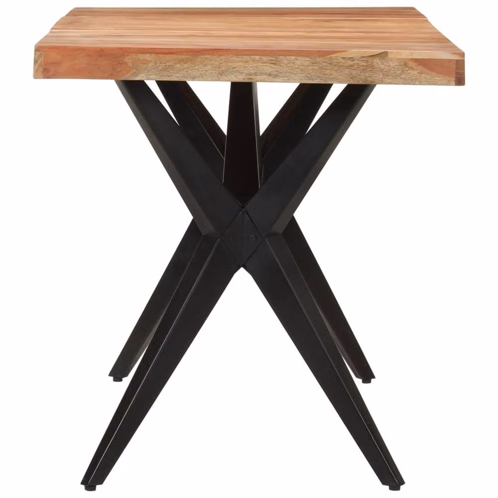 Berkfield Home Black Acacia Solid Wood Rectangular Dining Table W/D/H: 140 x 70 x 76 cm – 2