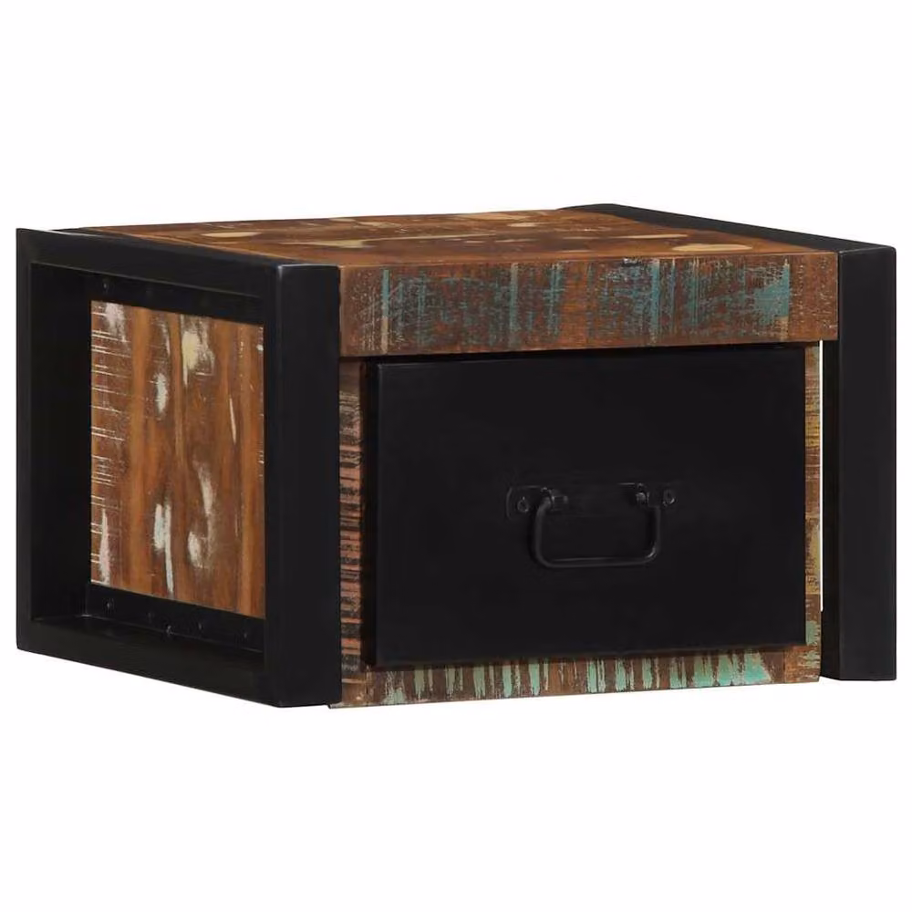 Berkfield Home Set of 2 Multicolour Reclaimed Solid Wood Bedside Cabinets, W/D/H: 40 x 35 x 25 cm – 3