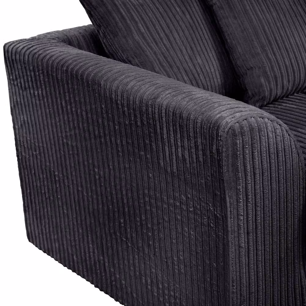 SquareBoxx Asher Jumbo Cord 3+2 Seater Sofa Set in Black – 4