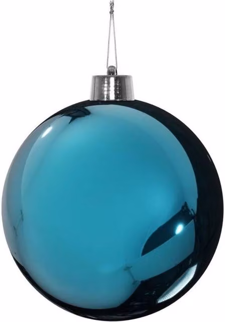 KDMD Turquoise Shiny Shatterproof Round Christmas Bauble, 20 cm