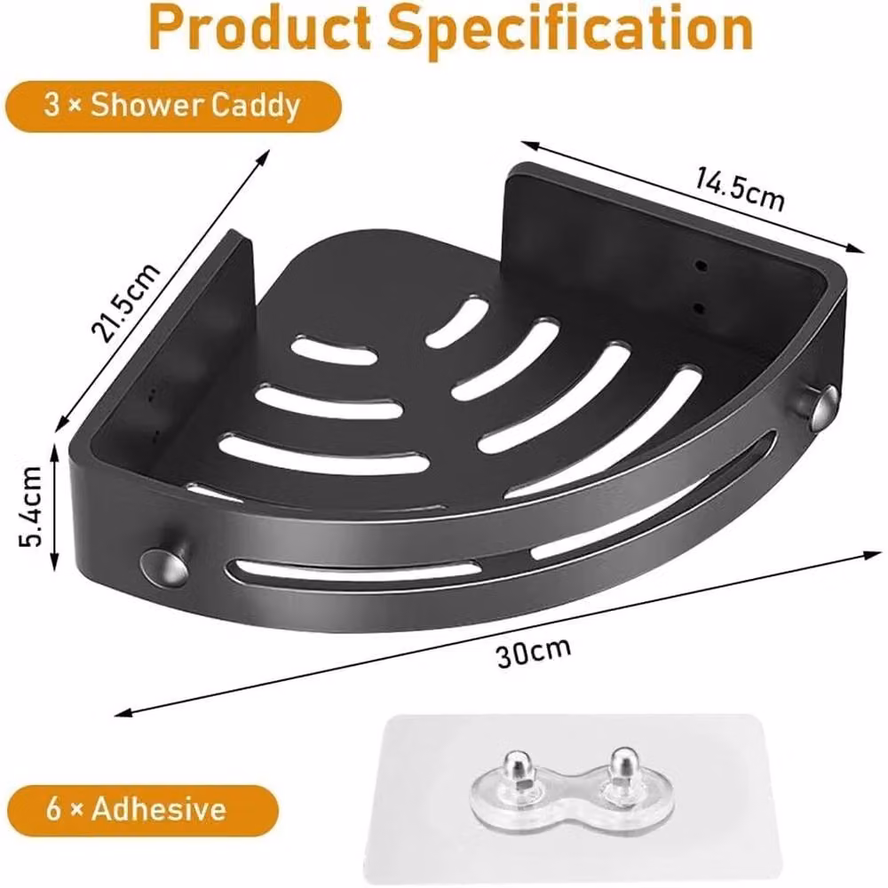 EONLION Black Adhesive Corner Organiser Storage Rack for Kitchen and Bathroom – 2