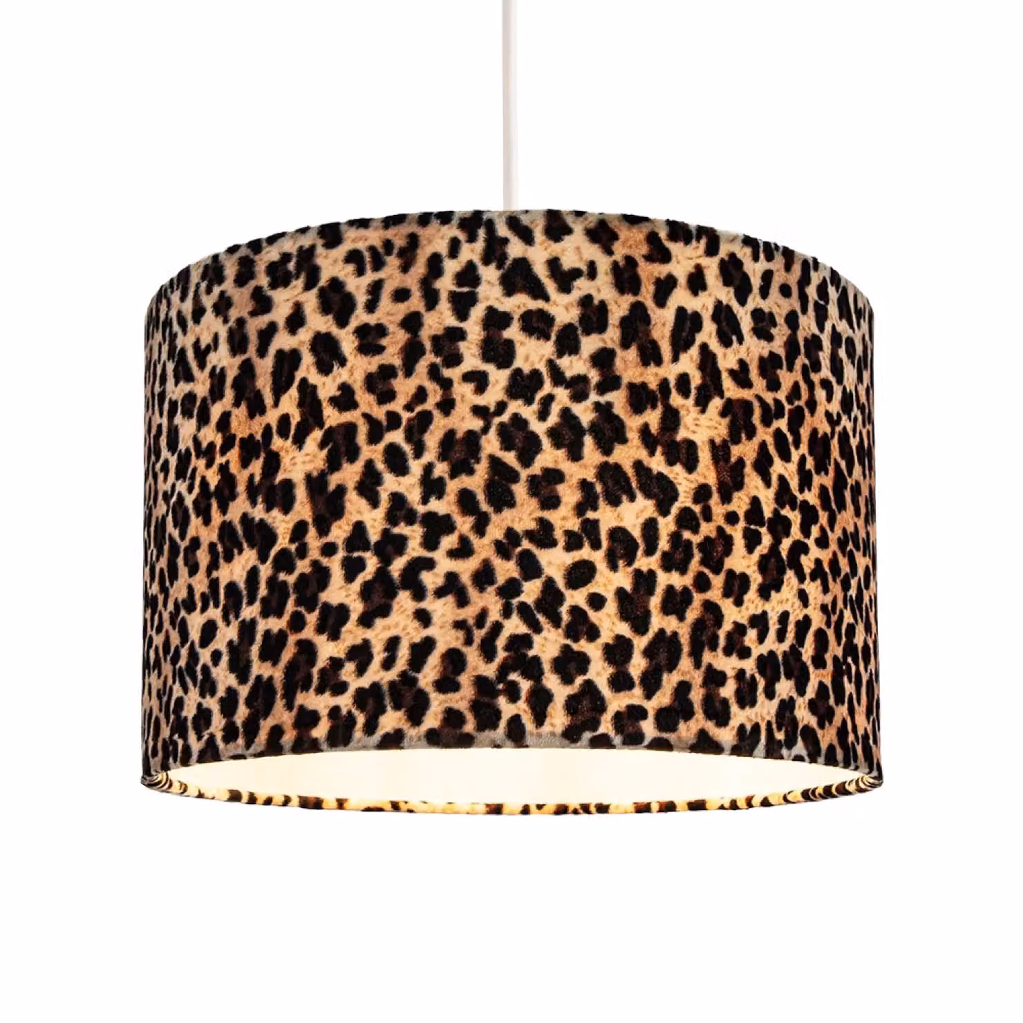Happy Homewares Leopard Print Velvet Table or Pendant Lamp Shade in Black, Diameter: 30.48 cm – 2