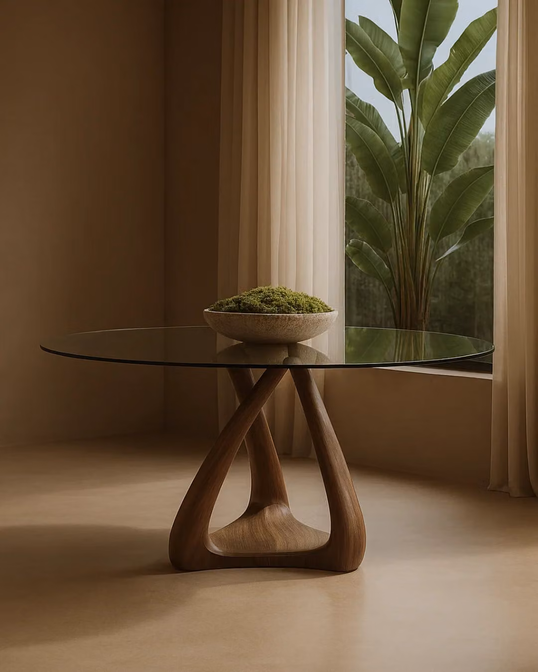 Tommy Franks Avignon Square Dining Table with Walnut Wood and Transparent Glass Top, W/D/H: 140 x 140 x 75 cm