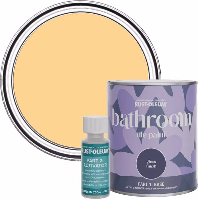 Rust-Oleum Gloss Bathroom Tile Paint in Yellow, 750ml