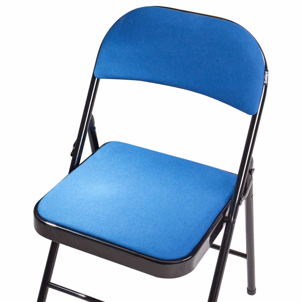 Wyld and Coco Set of 4 Blue Fabric Padded Folding Chairs with Black Metal Frame – 4