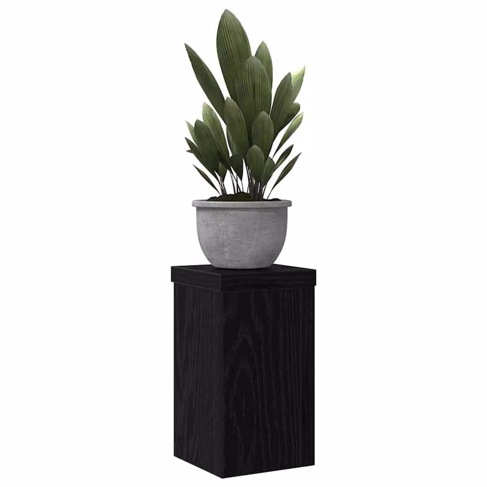 Berkfield Home Black Oak Wood Plant Stand Set of 2, W/D/H: 10 x 10 x 18 cm – 3