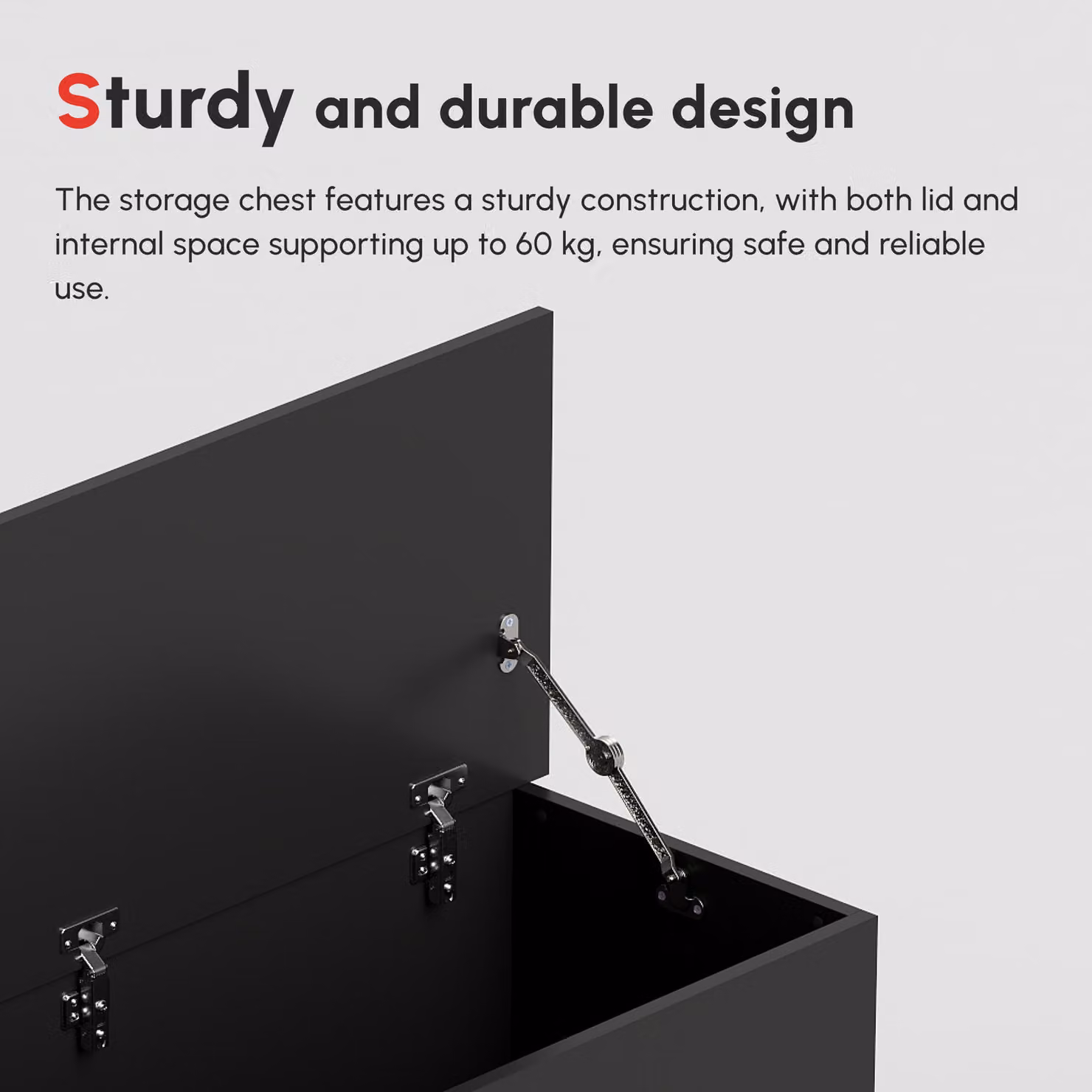 HOMCOM Black Wooden Storage Bench and Seating Ottoman with Soft-Close Lid, W/D/H: 100 x 60 x 40 cm – 7