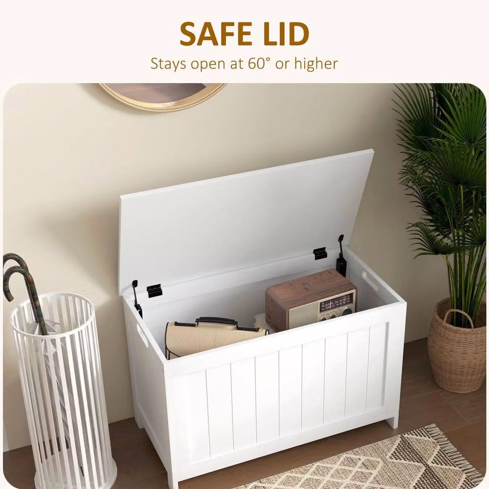 Wyld Haus Halumo White Wooden Panelled Blanket Storage Chest W/D/H: 40 x 48 x 40 cm – 3
