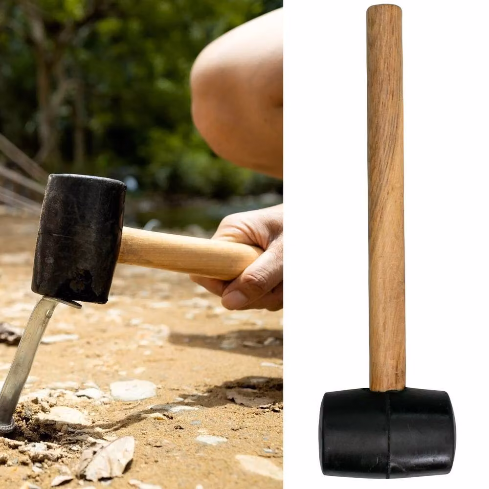 VOGREX Black Rubber Mallet with Wooden Handle, 22.5 cm – 5