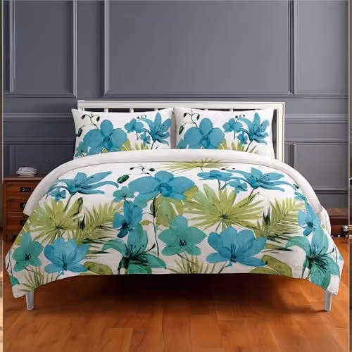 Home Sweet Home UK Super King Polycotton Duvet Cover and Pillowcase Set with Petrol Multicolour Floral Design, W/D/H: 220 x 220 x 220 cm – 3