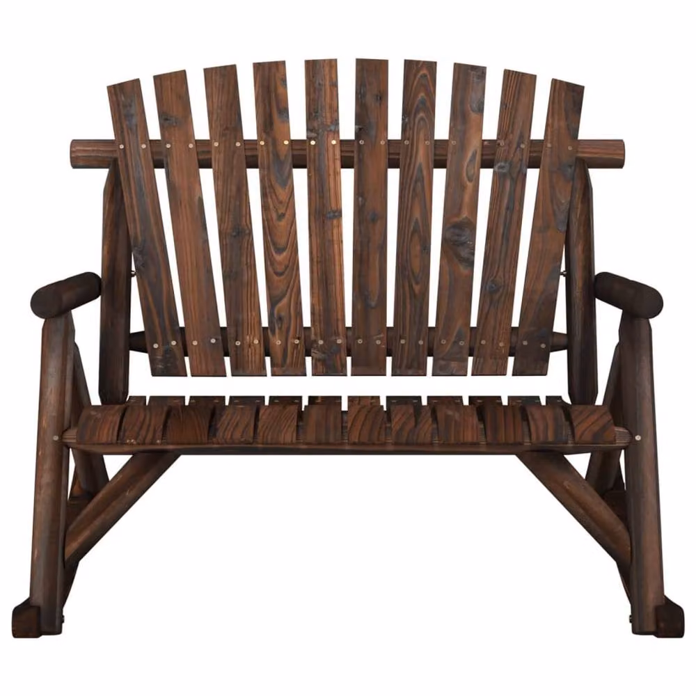 Berkfield Home 2-Seater Garden Rocking Bench in Brown Solid Spruce Wood, W/D/H: 123 x 96 x 102 cm – 3