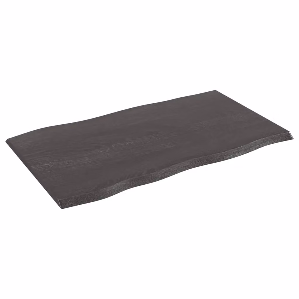 Berkfield Home Table Top Live Edge Solid Oak Wood in Dark Grey and Brown, W: 100 cm, D: 60 cm, H: 2 cm – 2