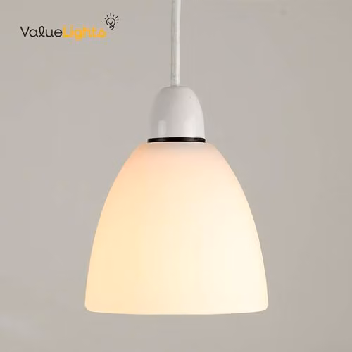 ValueLights Set of 3 White Modern Glass Dome Ceiling Pendant Shades with Reducer Ring, Shade Width: 11 cm – 2