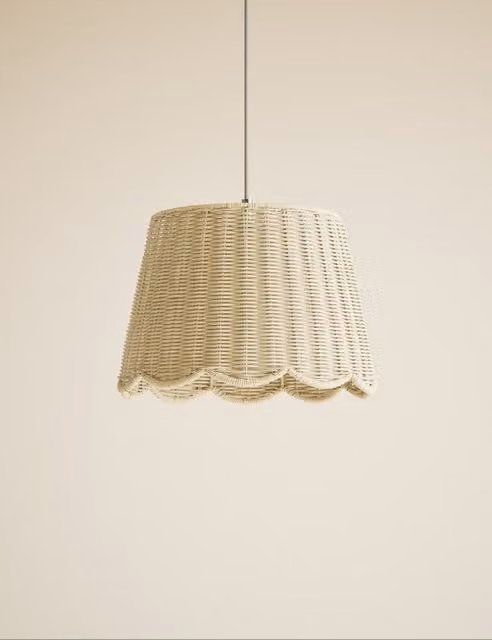M&S White Rattan Cylinder Boho Lamp Shade