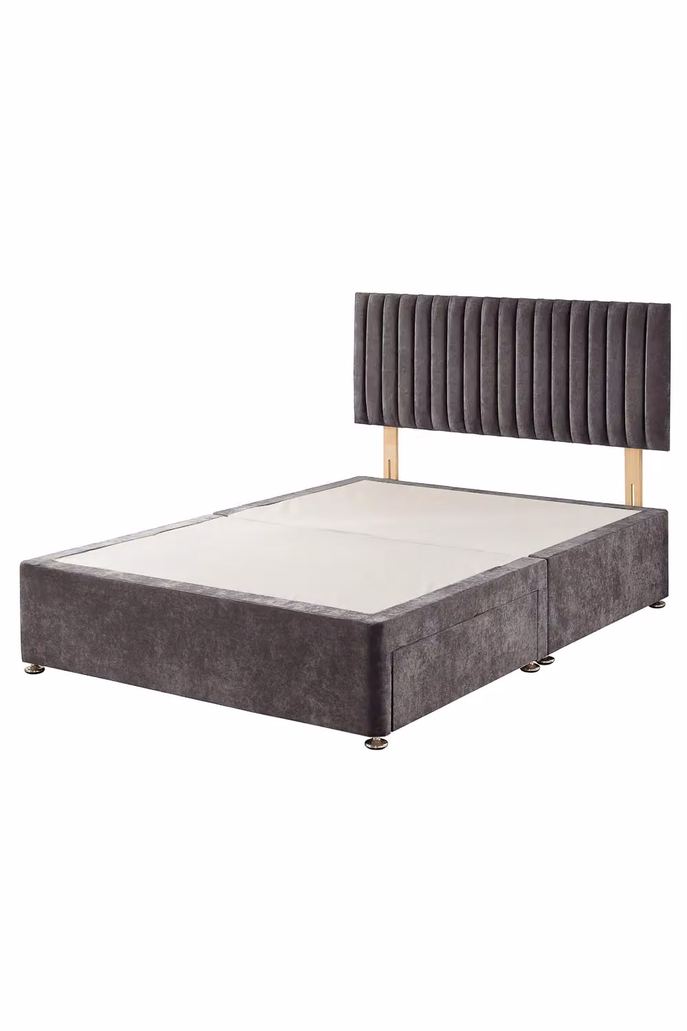 Aspire Grant Divan Bed with Strutted Headboard and 2 Drawers, Brown Linen Fabric, W/D/H: 90 x 190 cm – 2