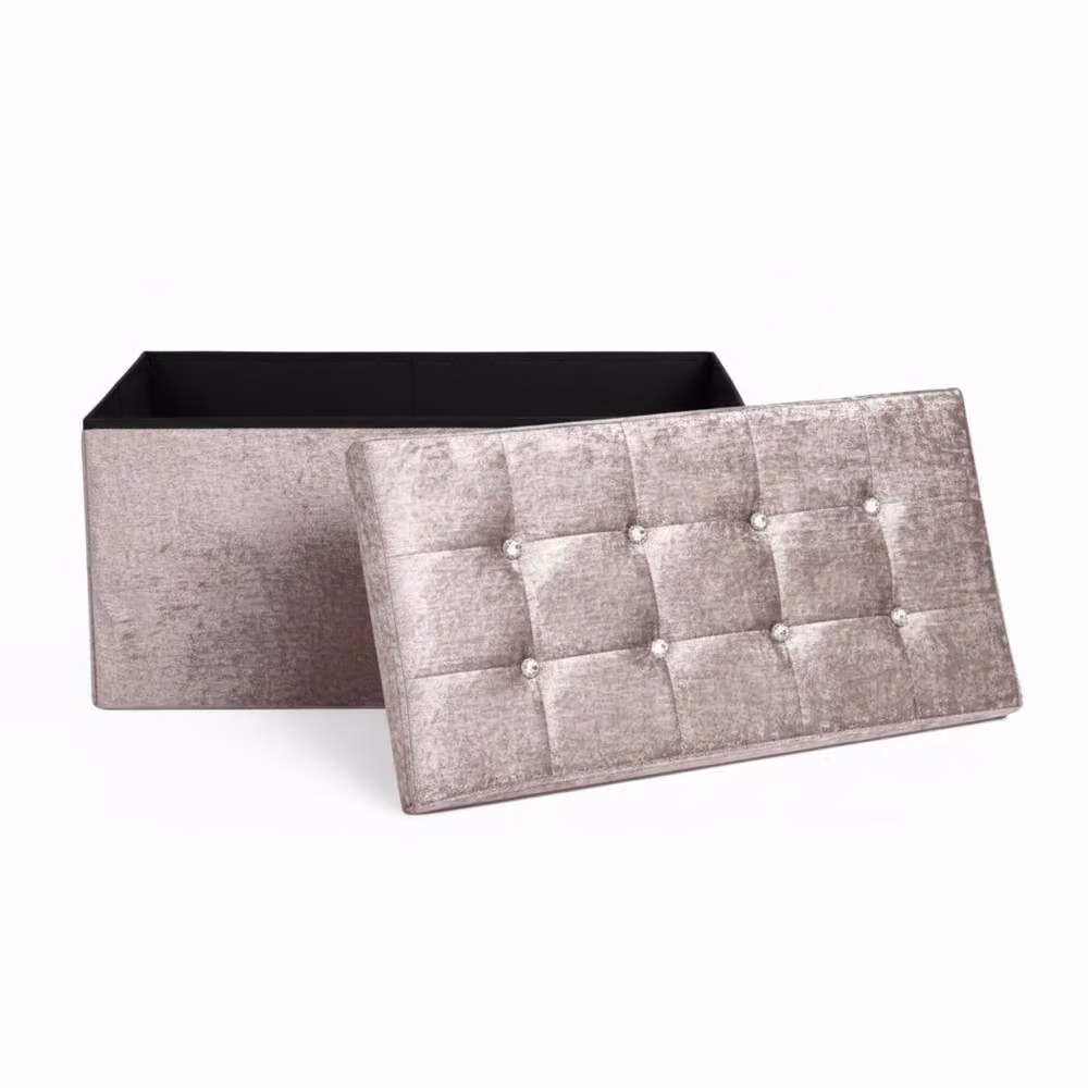 Snug City Large Pink Crushed Velvet Rectangle Storage Box with Lid – 2