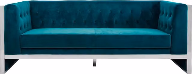 Fifty Five South Vogue 3 Seat Modern Velvet Sofa in Petrol Blue