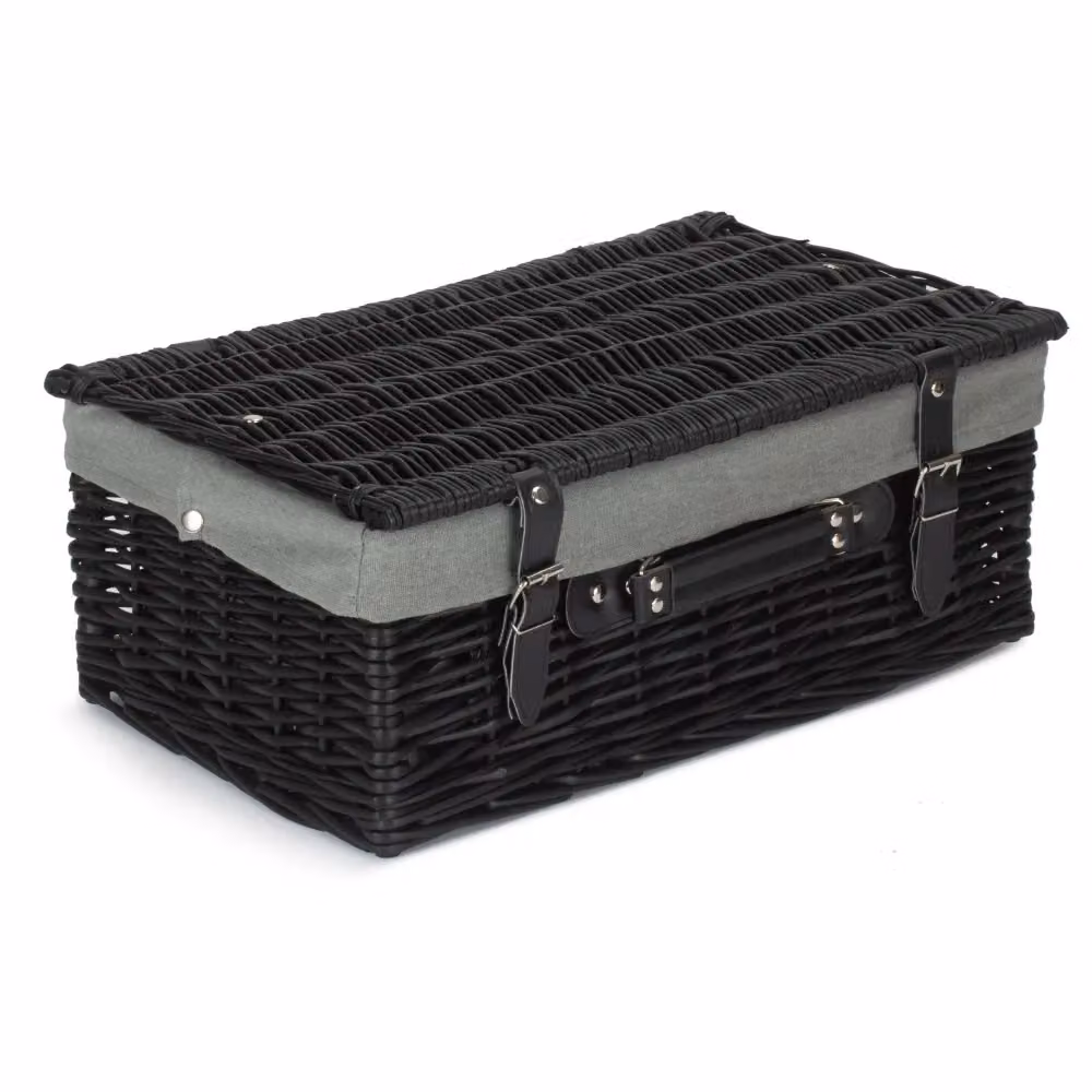 Red Hamper Black Willow Empty Picnic Basket with Grey Lining, W: 46 cm – 2
