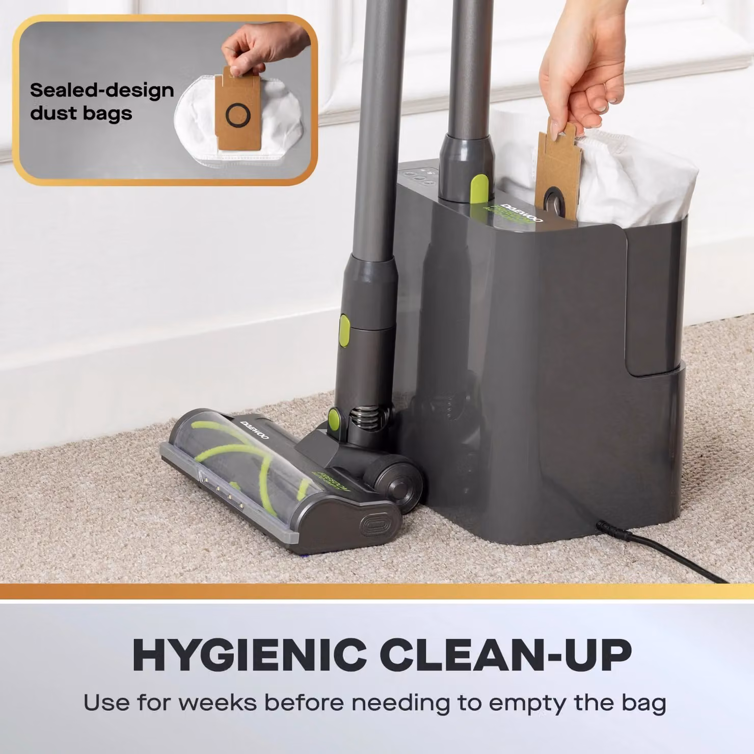 Daewoo Cyclone Auto Cordless Vacuum Cleaner with Self Emptying Dock in Grey – 4