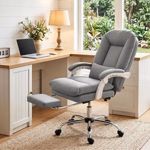 HOMCOM Ergonomic Executive Office Chair in Grey Synthetic Leather with Lumbar Support and Headrest, W/D/H: 70 x 70 x 120 cm – 9