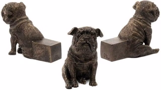 Jardinopia Sitting British Bulldog Plant Pot Feet, Set of 3, Bronze, L11 x W5 x H8.5 cm