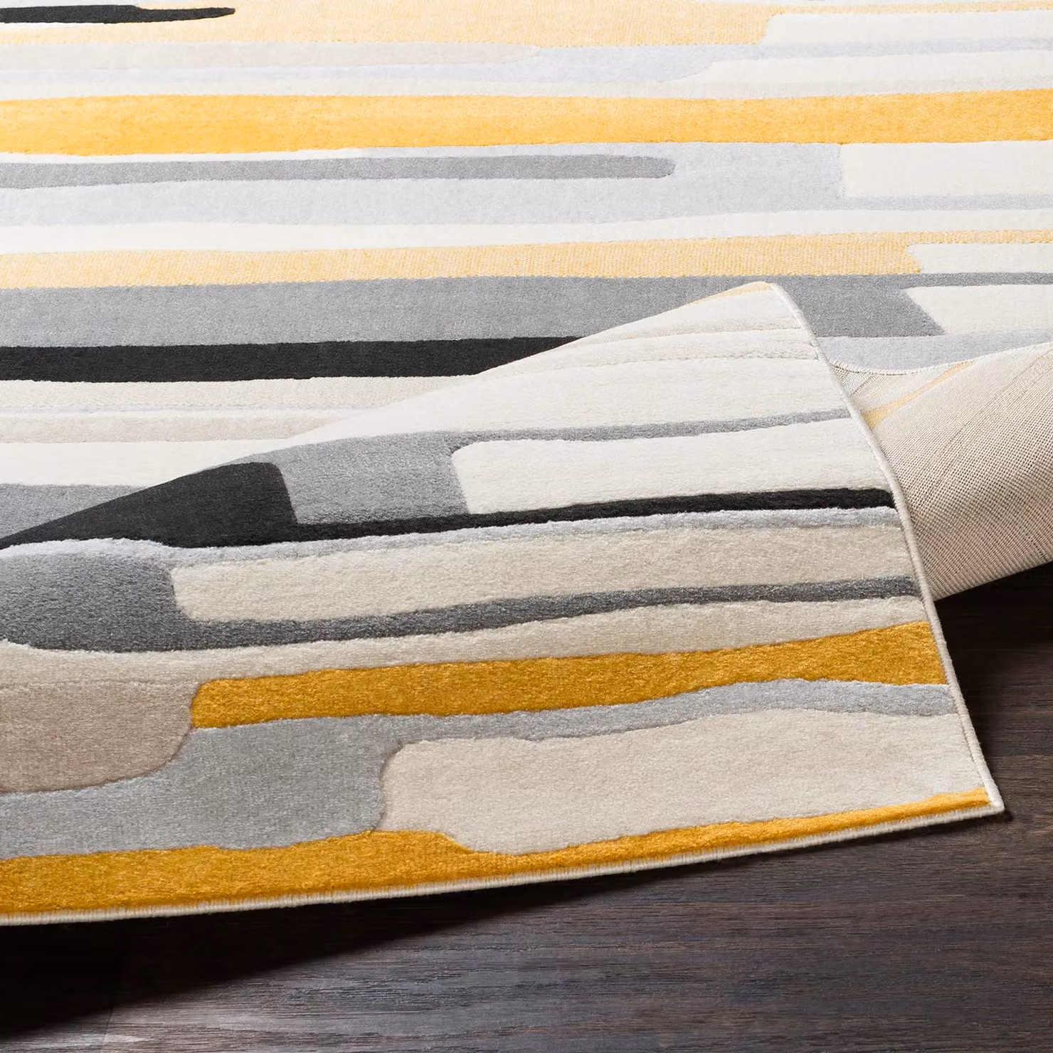 Livabliss Modern Wave Rectangular Rug in Orange, Yellow and Grey, W: 160 cm, L: 220 cm – 3