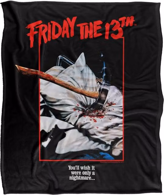 Warner Bros. Friday the 13th Axe Poster Super Soft Polyester Throw Blanket, Multicolour, Extra Large – 1