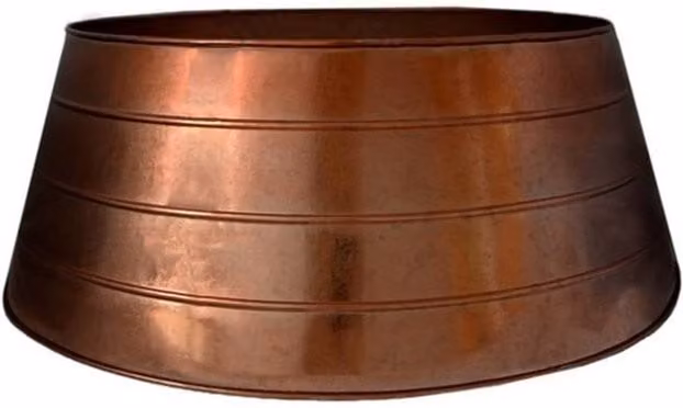 Lemon Pavilion Furniture and Decor Round Metal Christmas Tree Skirt in Bronze Brown, W67 x D67 x H26 cm – 1