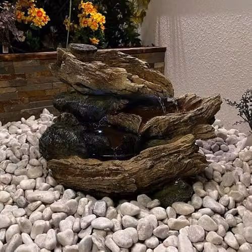 Tranquility Bubbling Brook Solar Powered Tabletop Cascade Water Feature in Natural Brown Resin – 2
