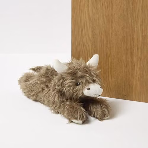 Homescapes Weighted Highland Cow Fabric Doorstop Set of 2, Grey and Brown – 3