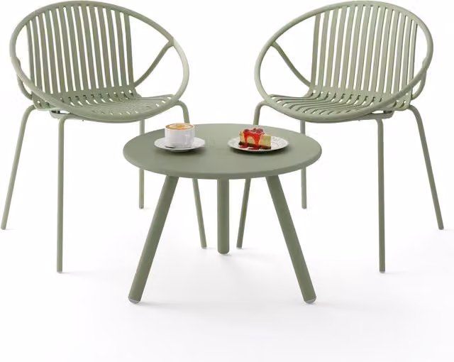 COSTWAY 3 Piece Modern Bistro Set in Green