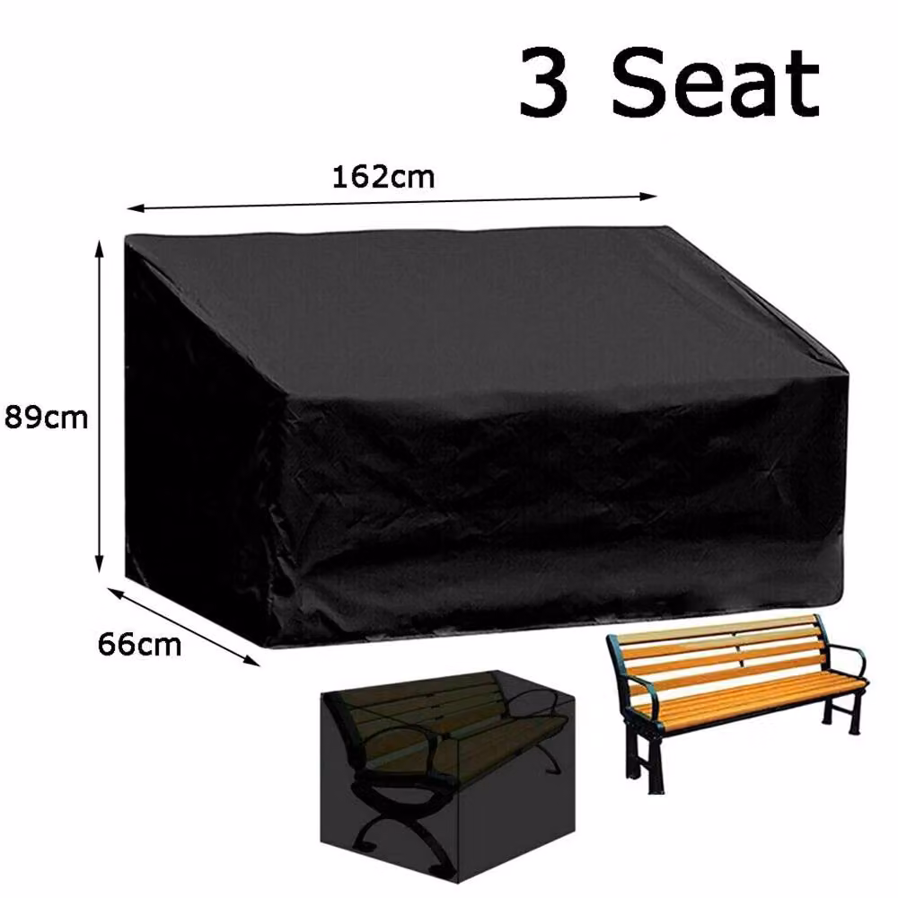 Nordara Heavy Duty Waterproof 3 Seater Garden Bench Cover in Black – 2