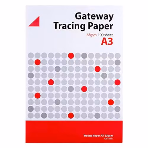 Gateway Natural Tracing Paper Pad A3, 63gsm, 100 Sheets, Transparent/White