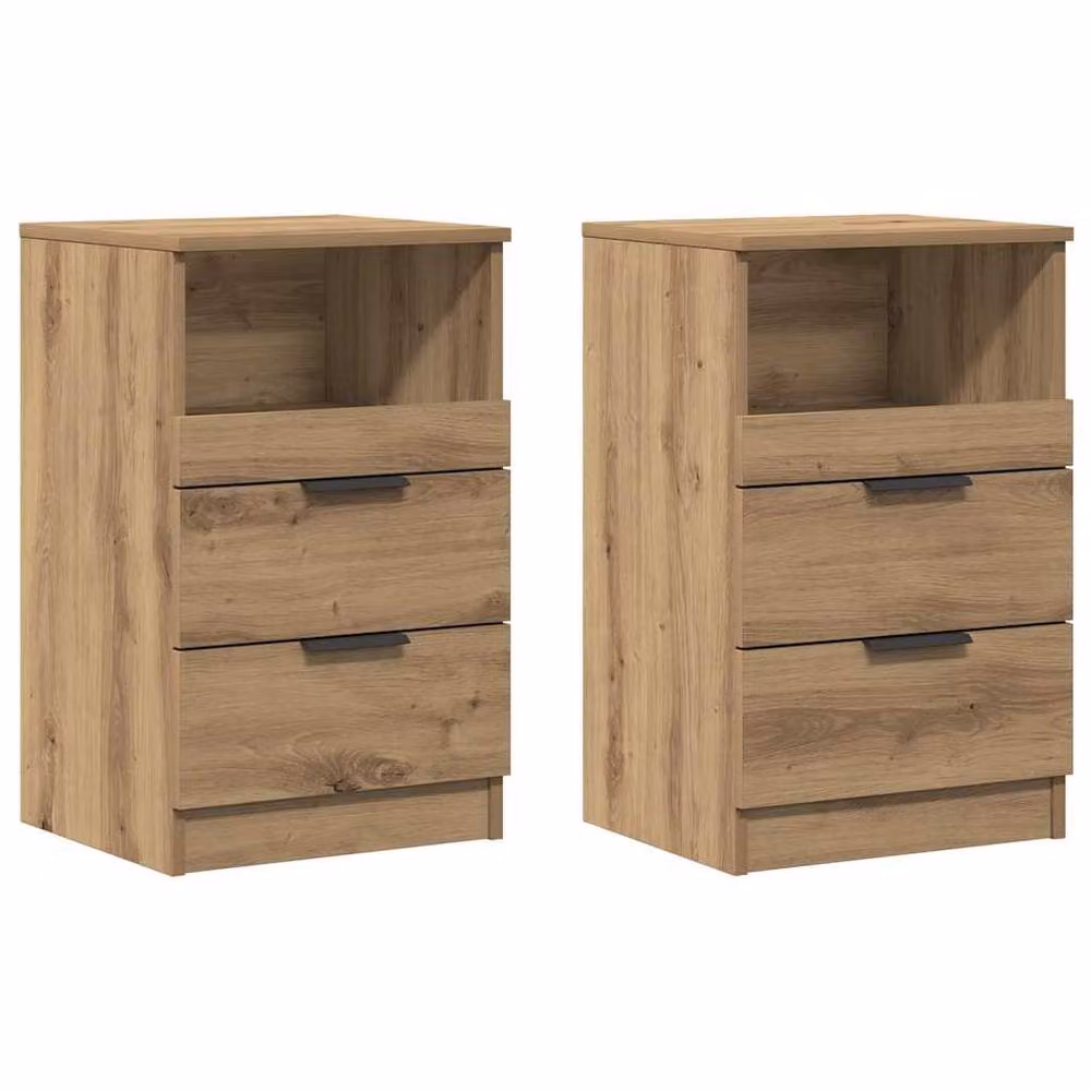 Berkfield Home Elegant Bedside Cabinets, 2 Piece Artisan Oak Set in Brown, W/D/H: 40 x 36 x 65 cm – 3