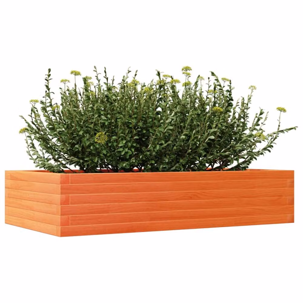 Berkfield Home Garden Planter Tub in Brown Solid Wood, W: 110 cm, D: 60 cm, H: 23 cm – 2