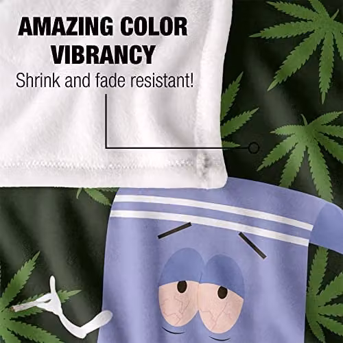 LOGOVISION South Park Towlie Pot Leaves Super Soft Microfibre Fleece Throw Blanket, W: 152 cm, D: 127 cm, Multicolour – 3